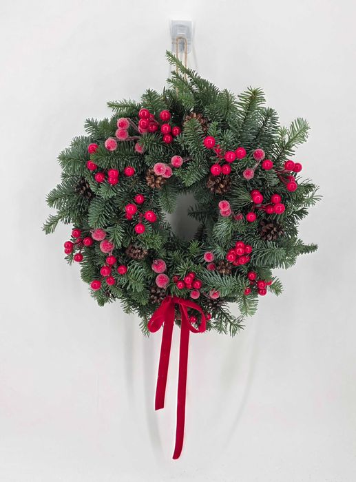 Wianek świąteczny z żywej jodły nobilis