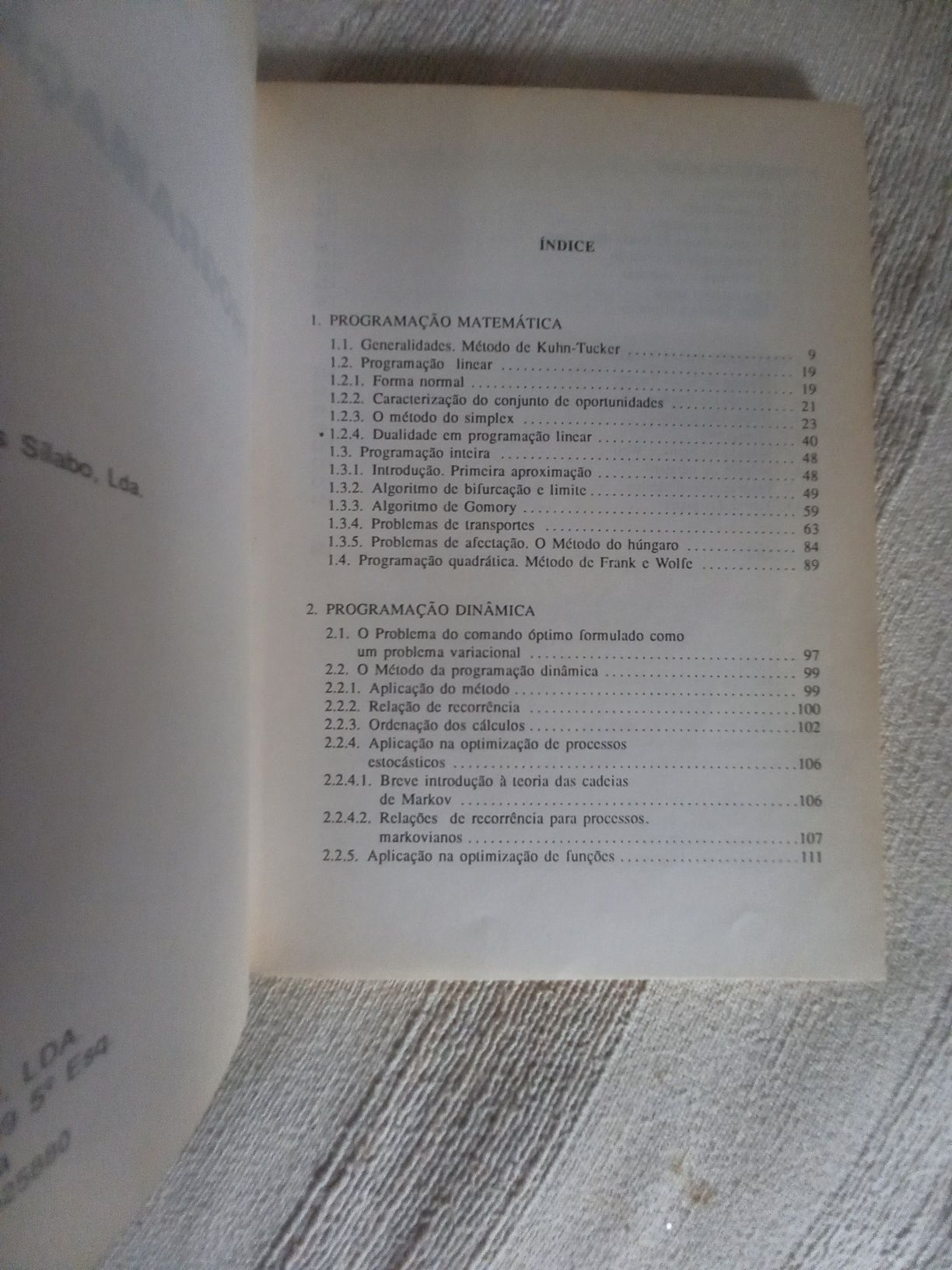 Livro sobre Programação Matemática