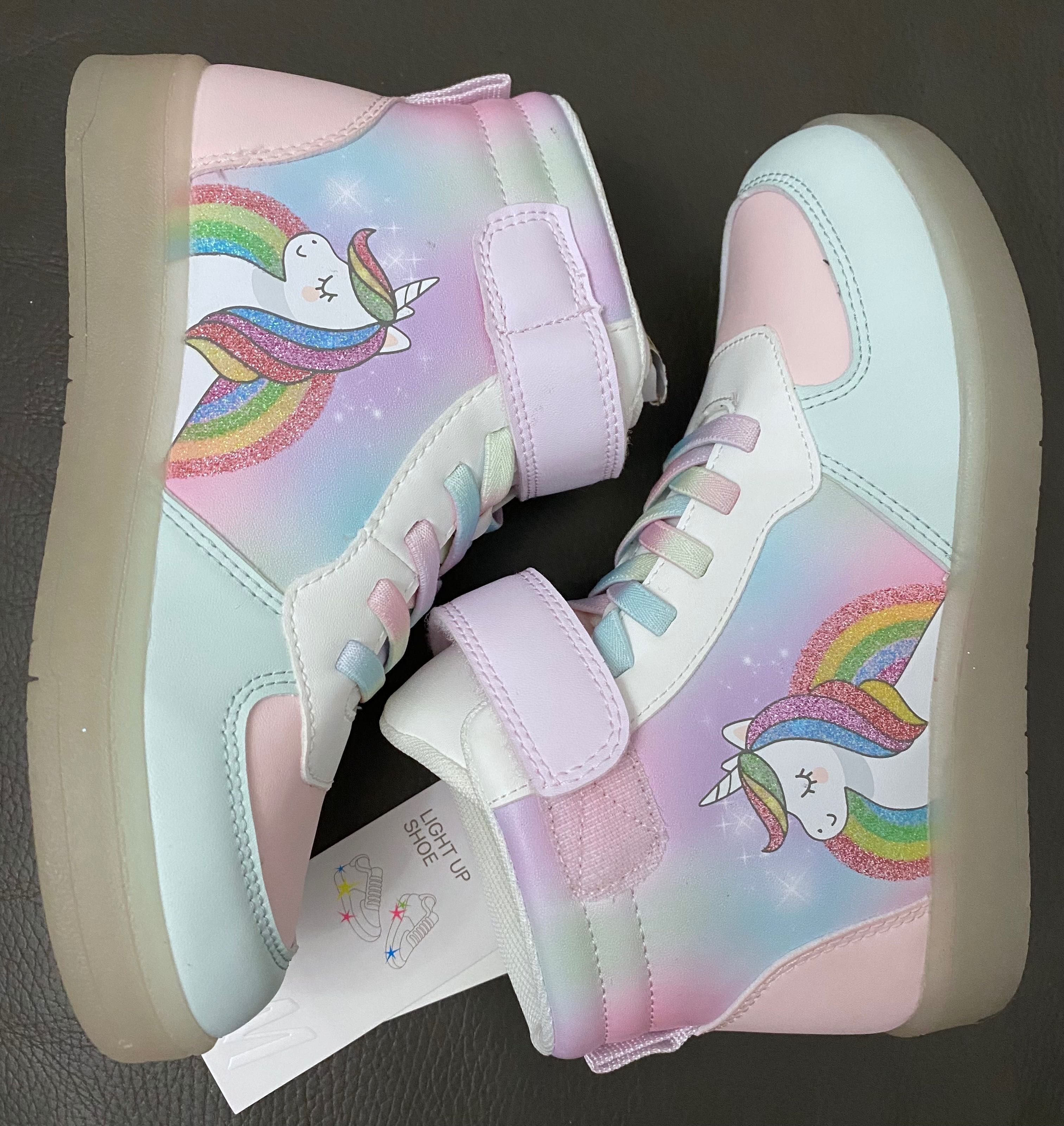 Unicorn, jednorożec, buty świecące podeszwa led, diody