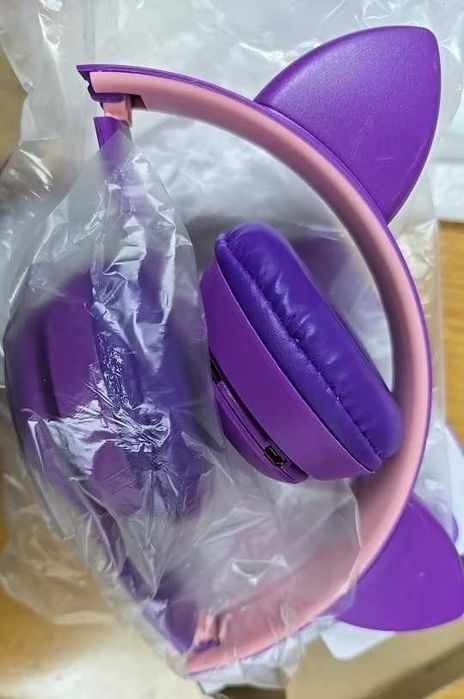 Słuchawki Bluetooth Cat Ear LED Light bezprzewodowe.