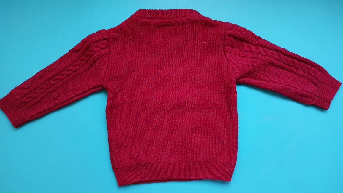 Sweter ciepły świąteczny (lub nie) czerwony Next rozm. 86 (12-18m.)