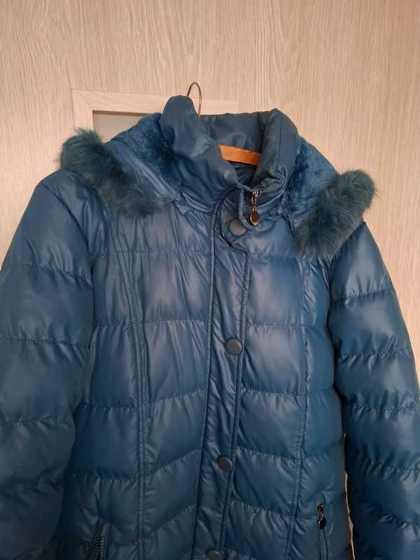Super ciepły zimowy płaszcz z kapturem L/XL