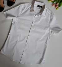 Koszula męska slim fit z krótkim rękawem biała Asos XL
