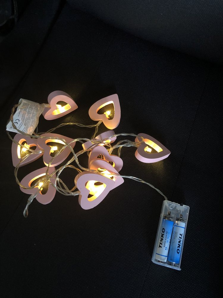 Lampki serca różowe