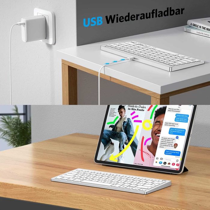 Emetok EM002 mini klawiatura bluetooth PC iPad Macbook TV box srebrna