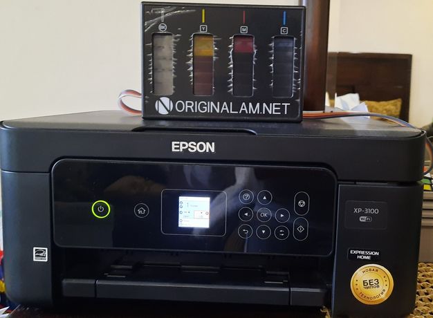 Принтер МФУ Epson Expression Home XP-3100 с СНПЧ и чернилами