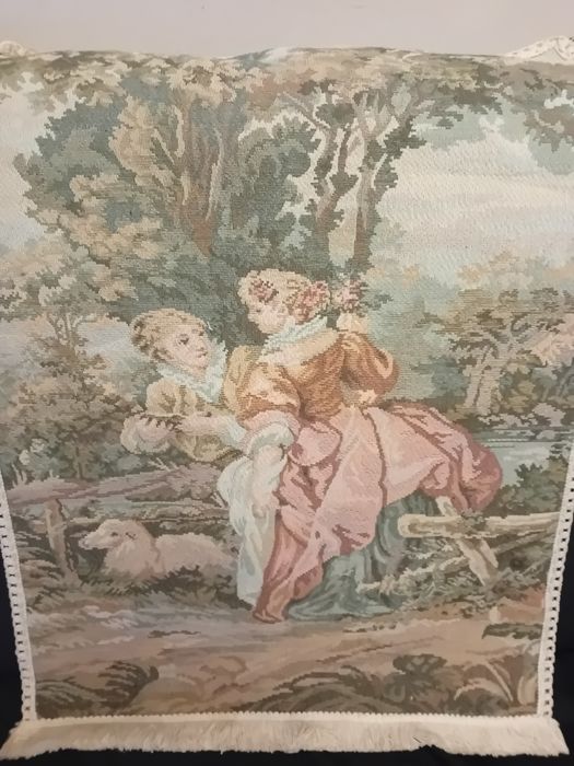 BUGOR piękny francuski gobelin scenka rodzajową 72/52 cm