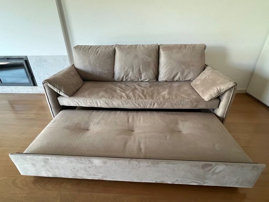 Sofá cama + cama individual com rodas