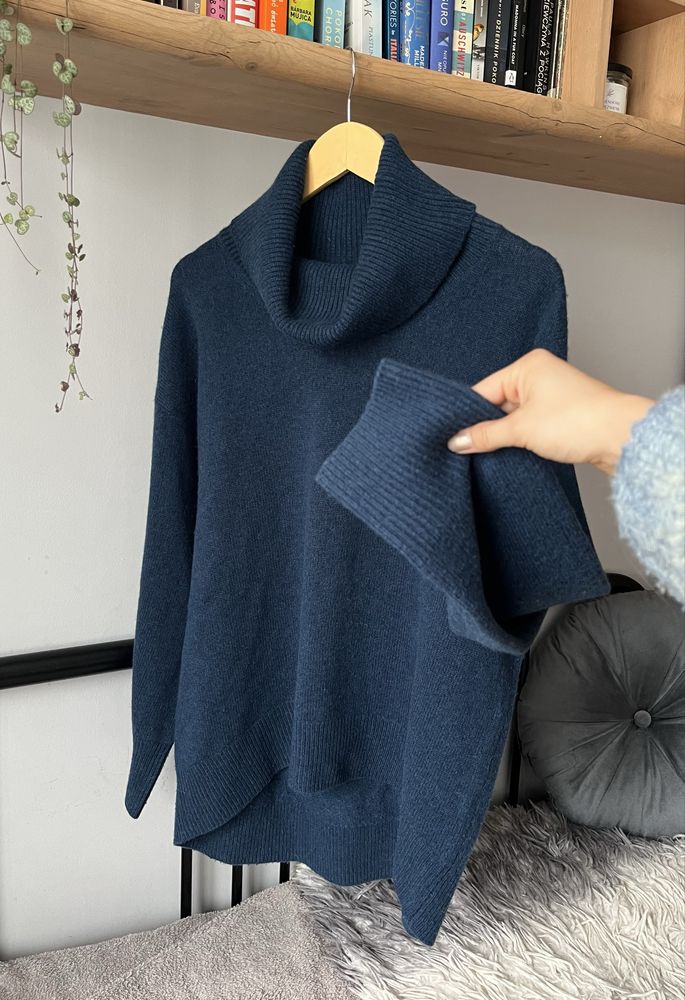 Sweter z golfem oversize massimo dutti wełna kaszmir