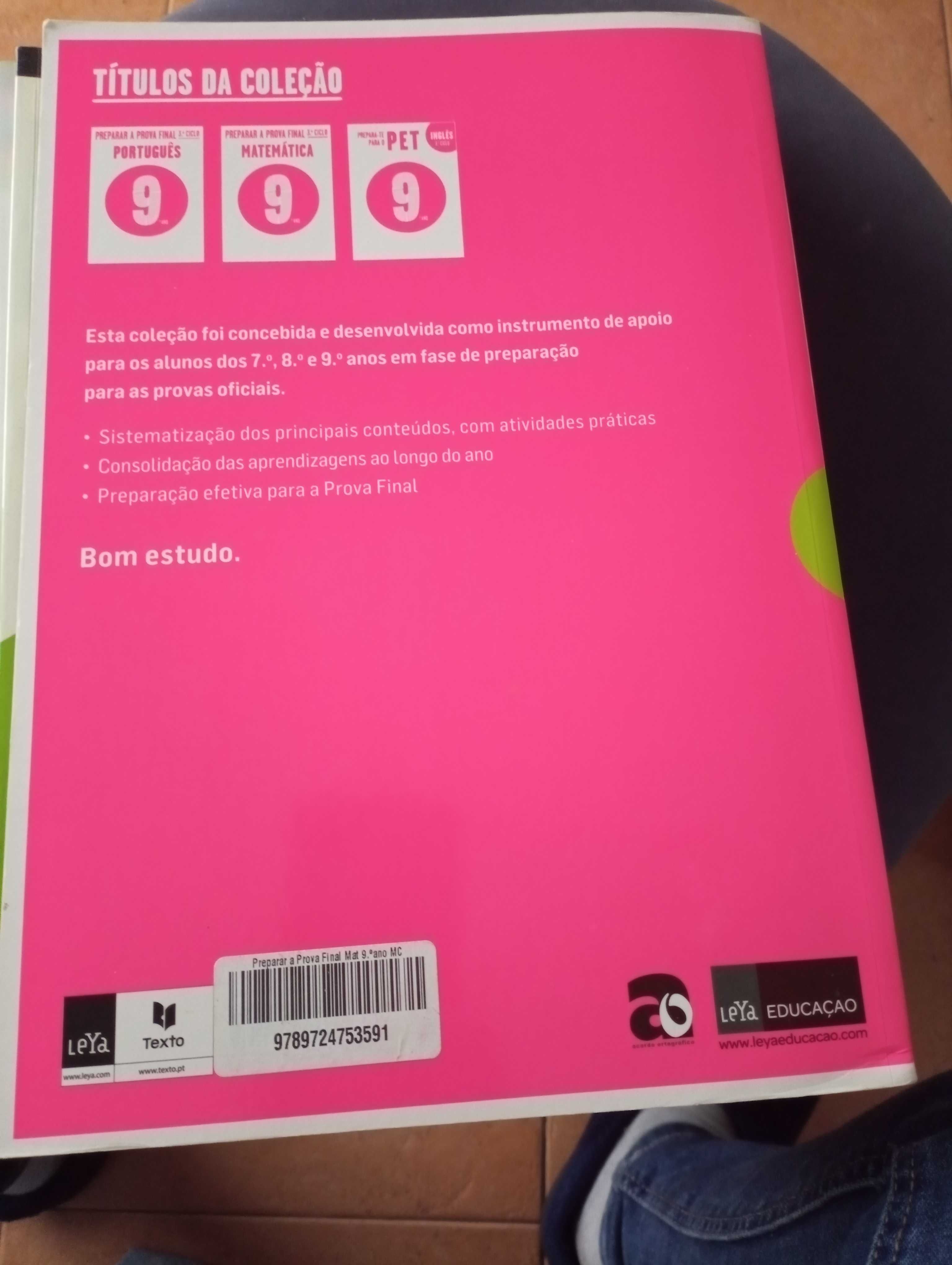 Livro revisões de matemática para prova.