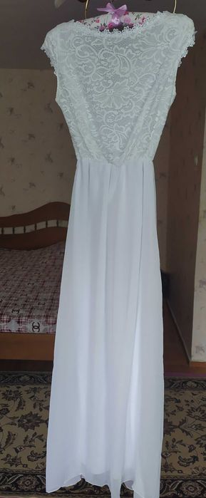 Мереживне біле плаття в підлогу, весільне, вечірнє, випускне, літнє