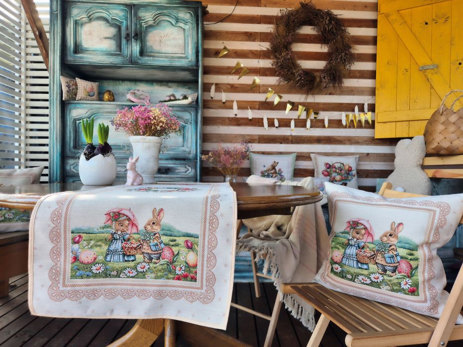 Bieżnik Wielkanocny 40x100 cm gobelinowy DW01 z Zajączkami