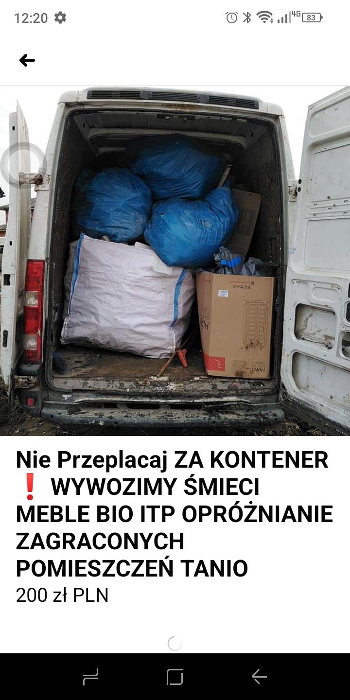 Wywóz Śmieci Mebli Gabarytów Zmieszanych Opróżnianie Zagraconych Pomie