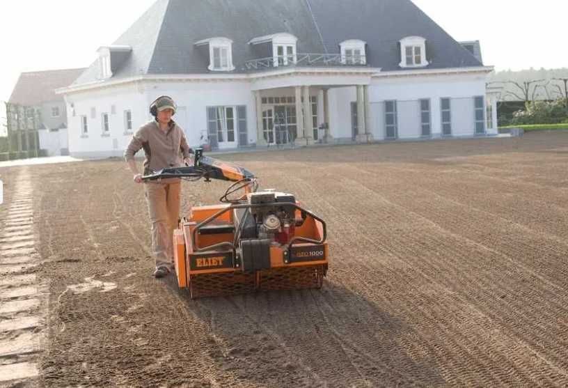 Zakładanie trawników, profesjonalny siew mechaniczny Kuj-Pom