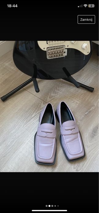 Liliowe mokasyny mango 37 kwadratowe nosy