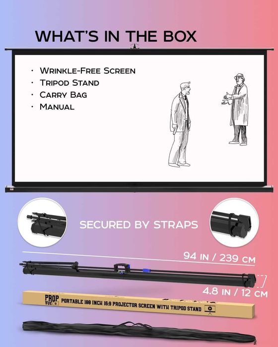 Nowy ekran projekcyjny / telewizor /statyw/płótno/100cali/ 16:9 !8617!