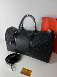 Torba podróżna treningowa Louis Vuitton monogram czarna premium Keepal