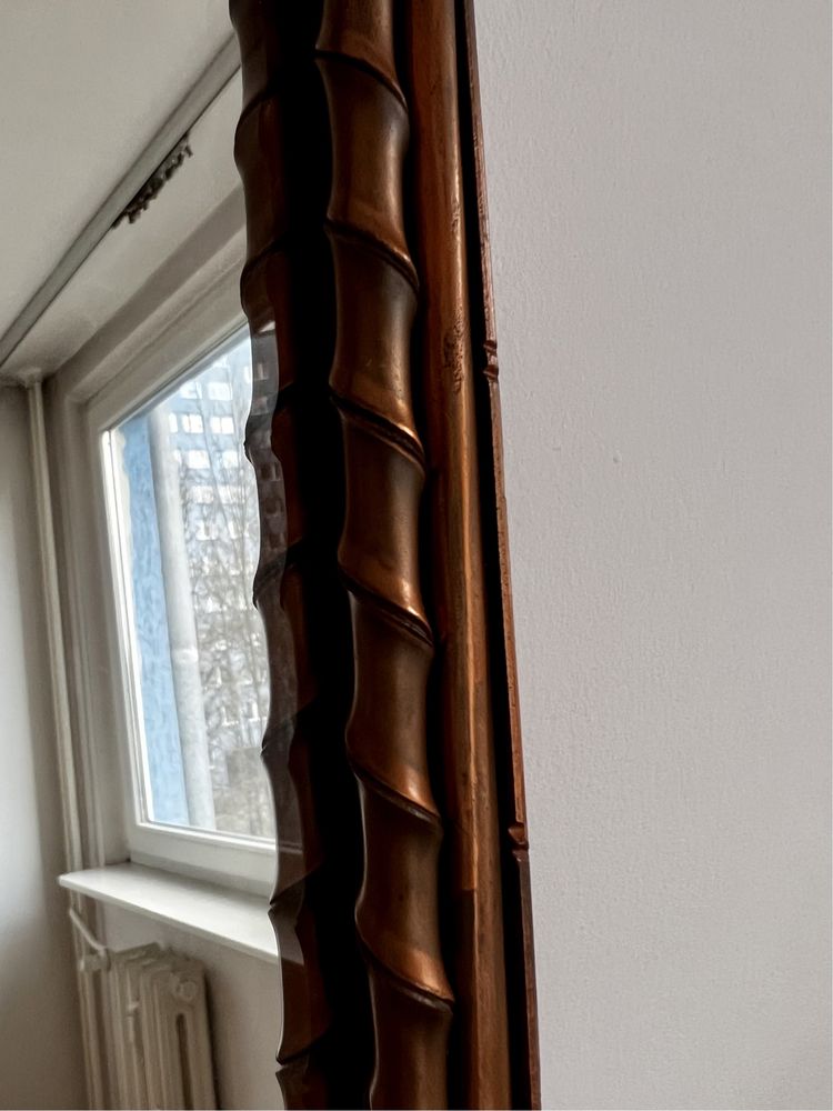 Lustro 110x40 w mosiężnej ramie PRL