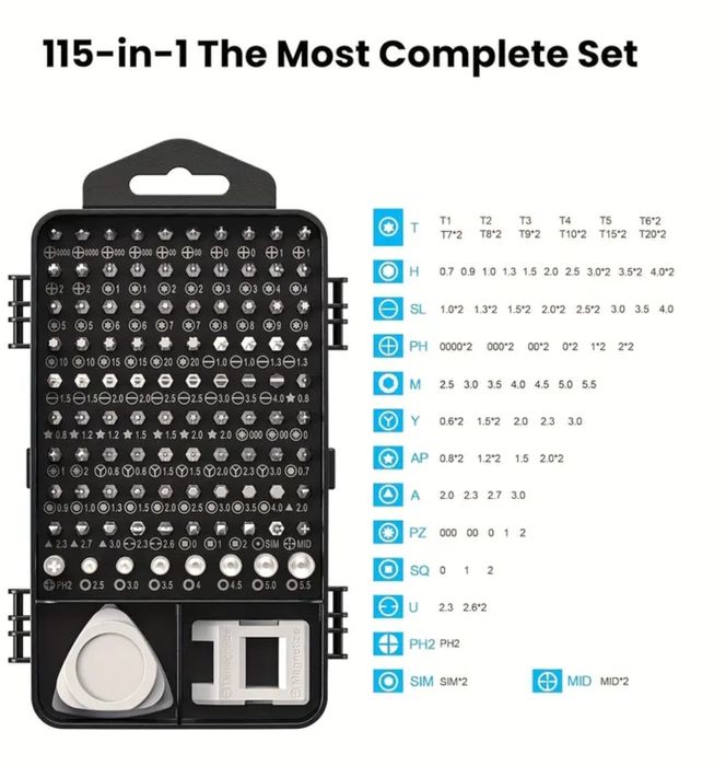 Precyzyjny zestaw śrubokrętów 115-w-1