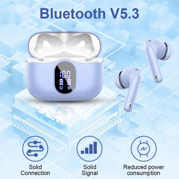 Bezprzewodowe słuchawki douszne Bluetooth 5.3 wyświetlacz LED