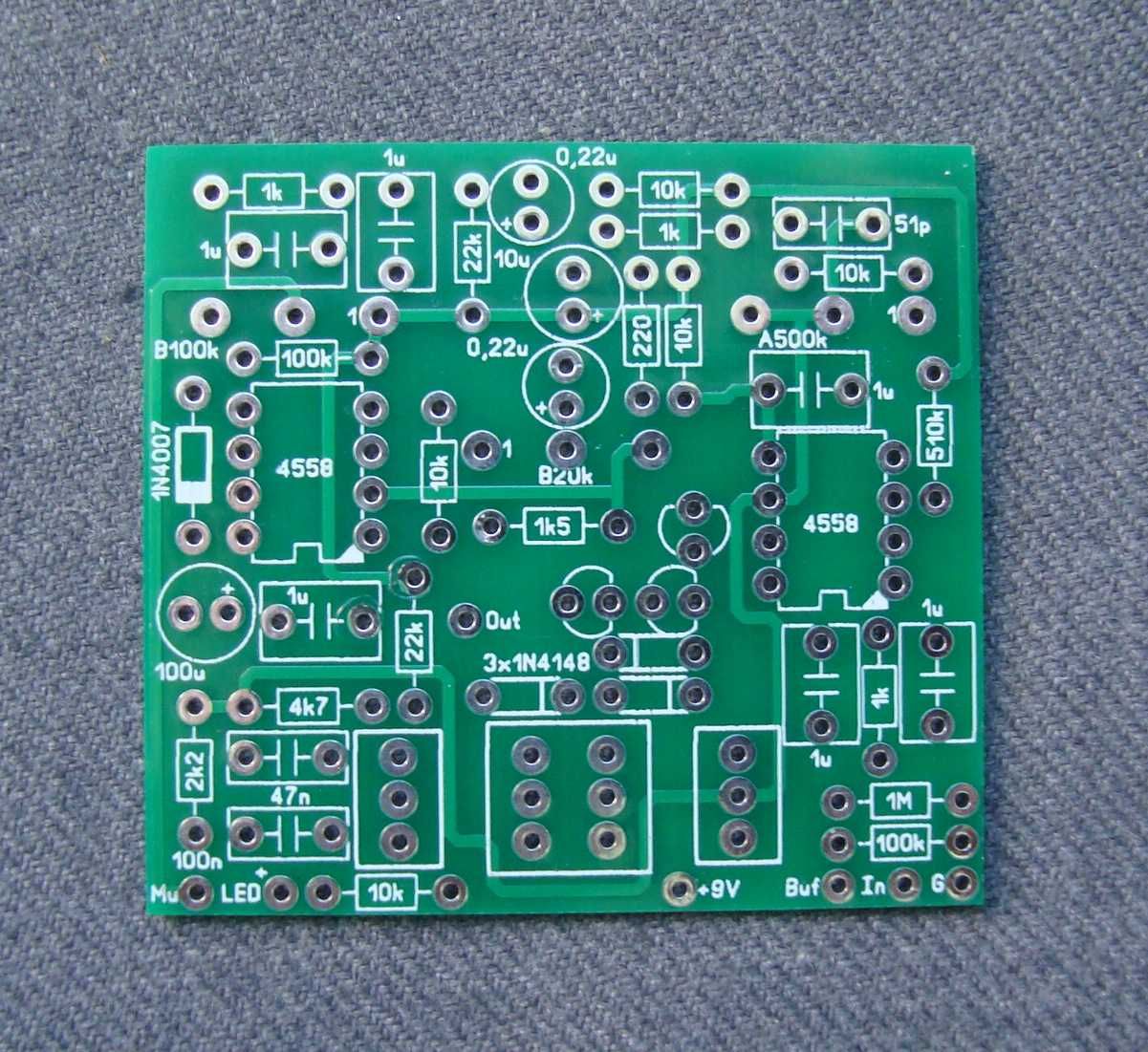 Płytka PCB DIY - efekt overdrive do gitary elektrycznej (Maxon OD808+)