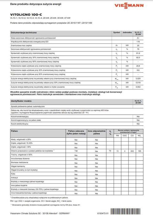 Kocioł VIESSMANN Vitoligno 100-C VLC1-1  20 kW na pellet