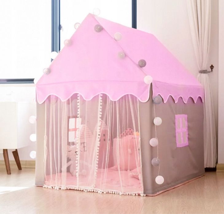 Namiot Domek Zamek z Oświetleniem Lampki Ogrodowy Domowy dla Dzieci