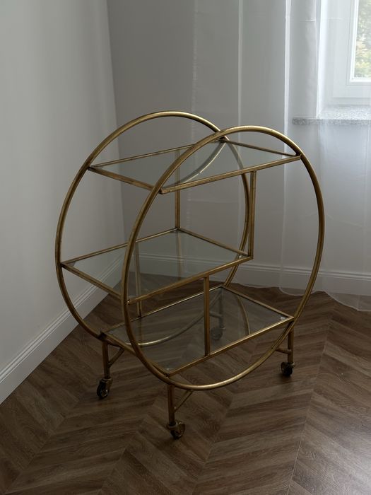 Stolik na kółkach wózek kuchenny barek złoty