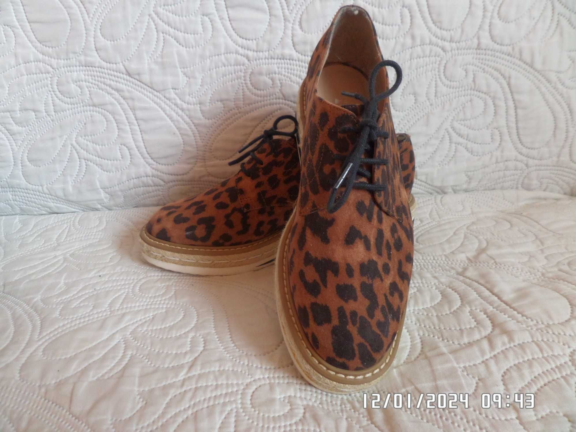 New Look buty oxfordki, derby leopard 37