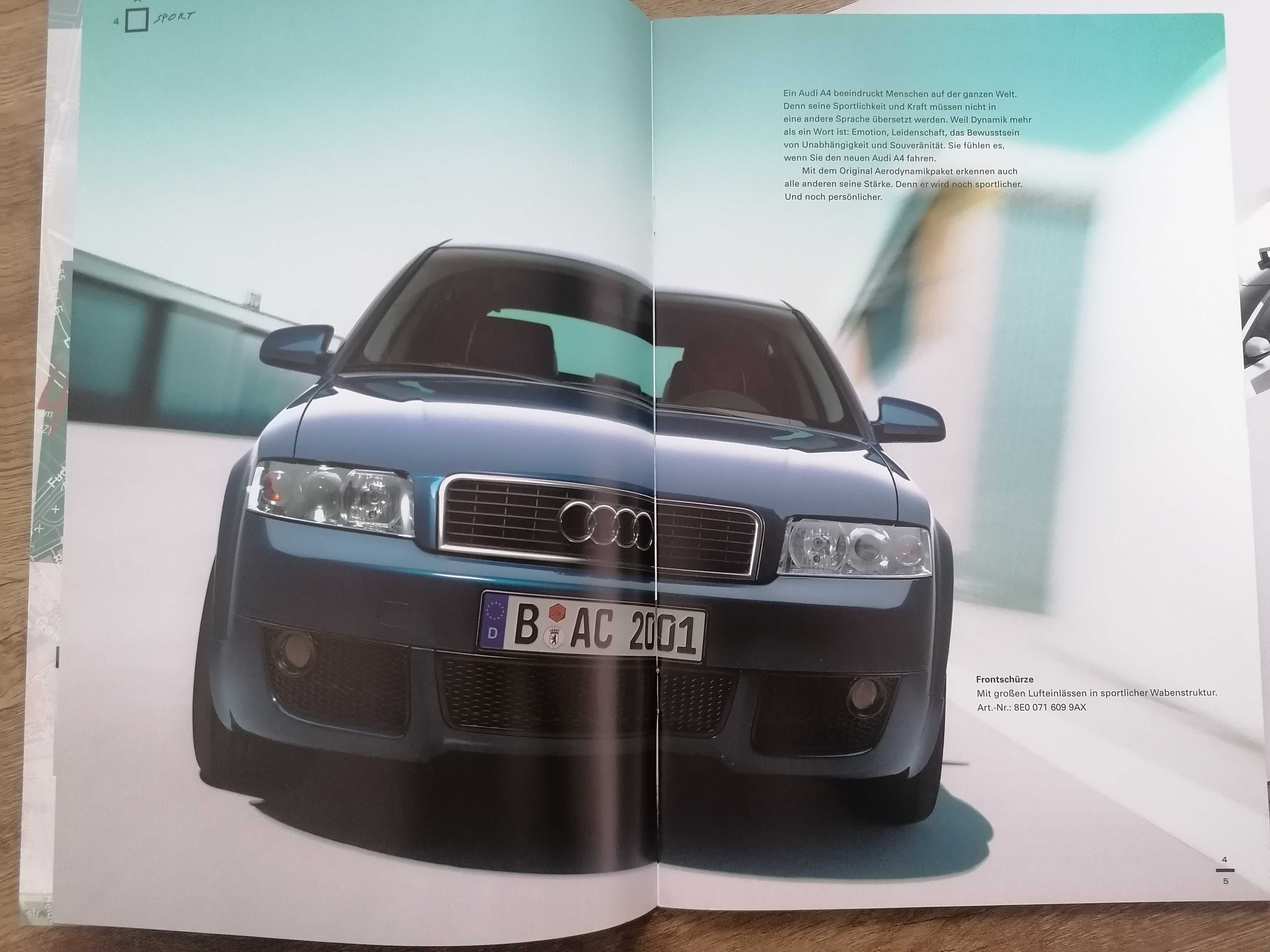 Prospekt Audi A4 B6 Sedan wyposażenie dodatkowe.