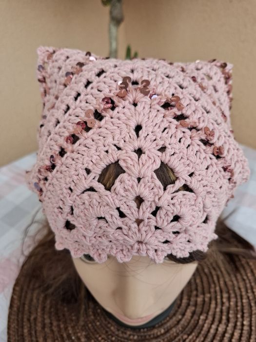 Bandana chustka z cekinami. Bawełna 100%. Nowa . Handmade