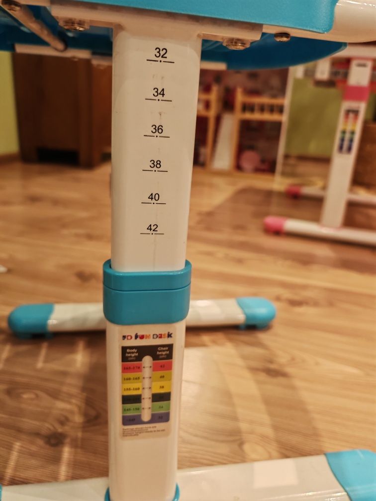 Stół i krzesło dla dziecka, regulowany, kolor niebieski