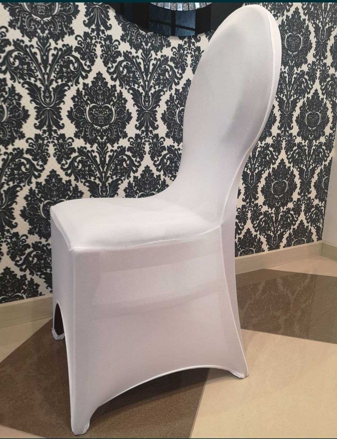 Pokrowce elastyczne komunia ślub na krzesła białe 18szt