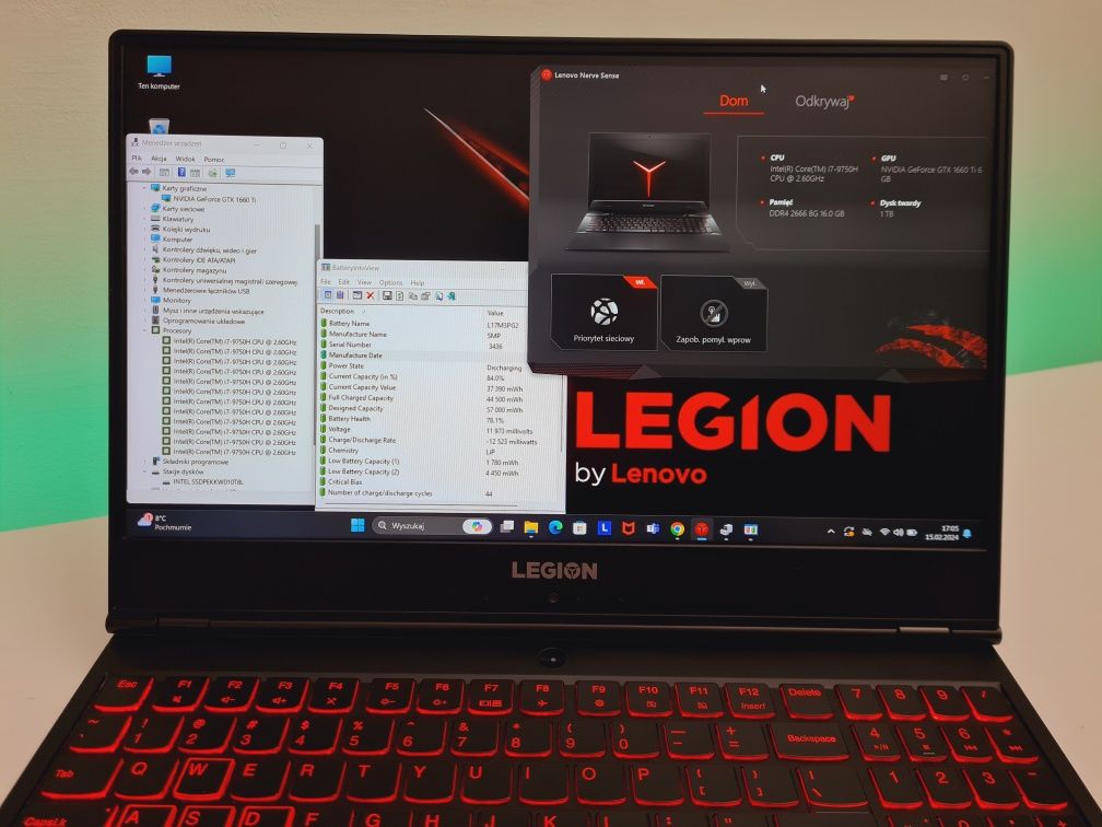 Laptop GAMINGOWY LEGION Y7000 i7, 16gb, 1660Ti, 512ssd  DO GIER F03