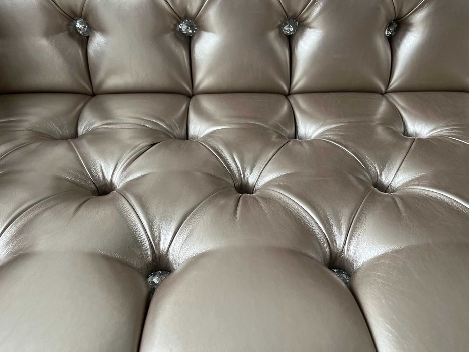 Sofa przyścienna złota, glamour, używana, bardzo dobry stan