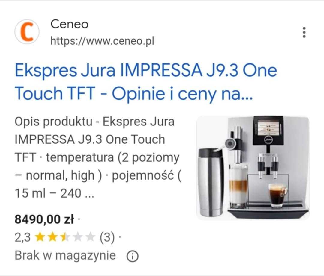Ekspres ciśnieniowy automatyczny Jura J9.3 One Touch TFT