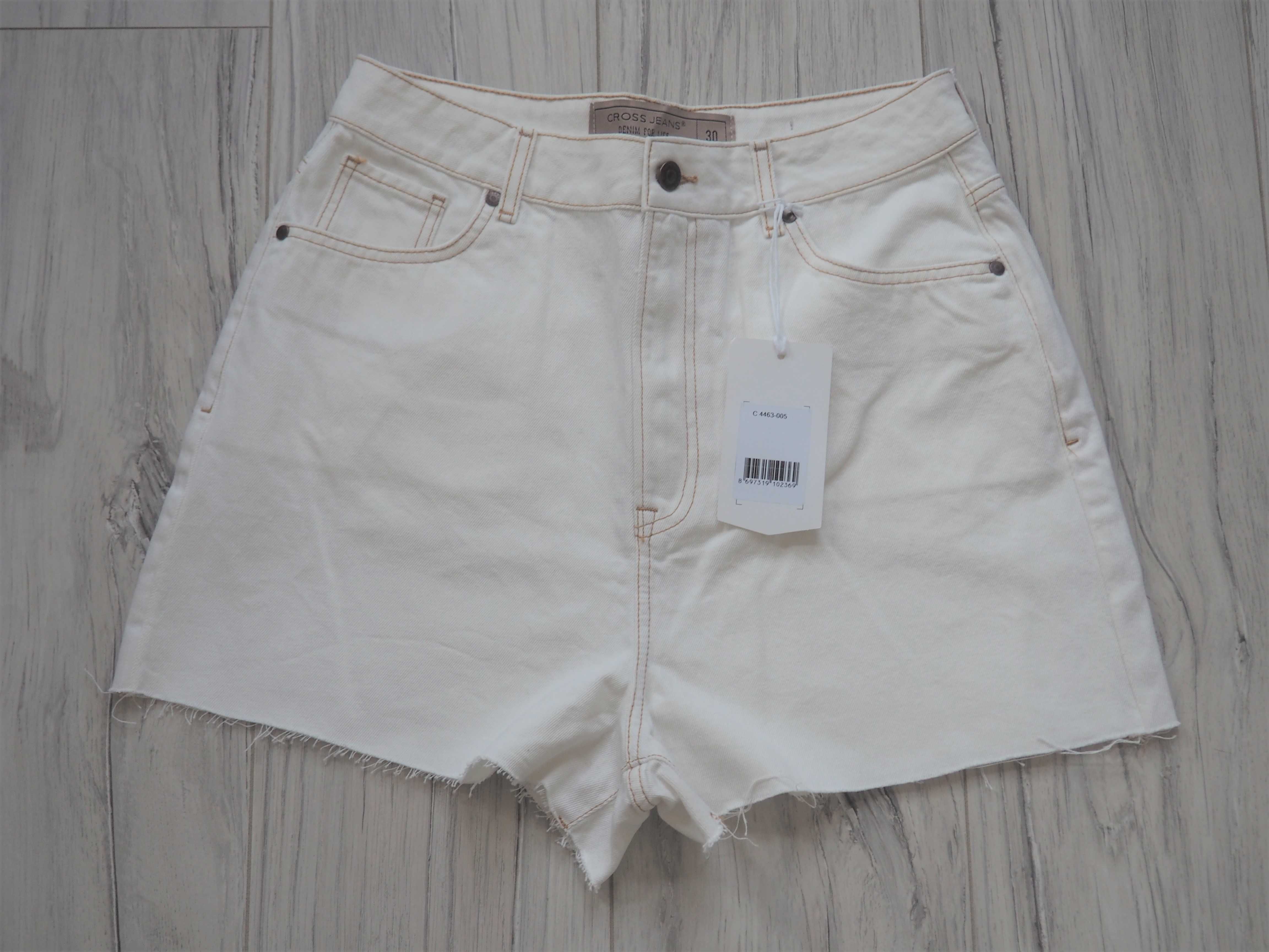 Cross jeans białe szorty damskie jeansowe 40 l