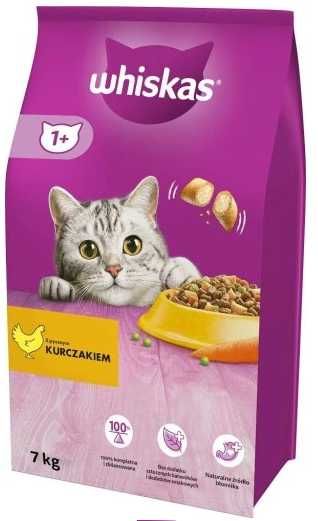 Whiskas sucha karma dla kota | KURCZAK | KRUCHE PASZTECIKI | 7 kg