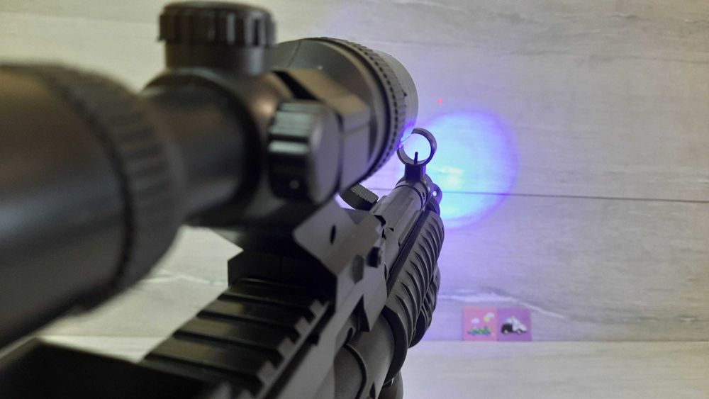 Автомат детский на пульках 6мм, Д-61см 017B с лазером, фонарик, оптика