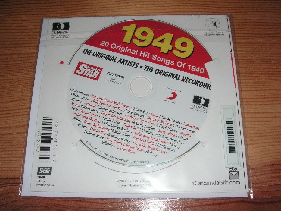 CD e Cartão Aniversário 1949 (Novo)