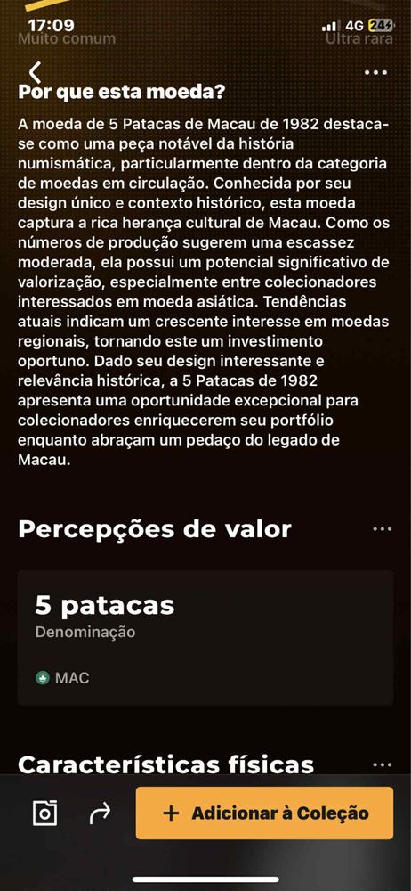 Moeda de 5 patacas de macau