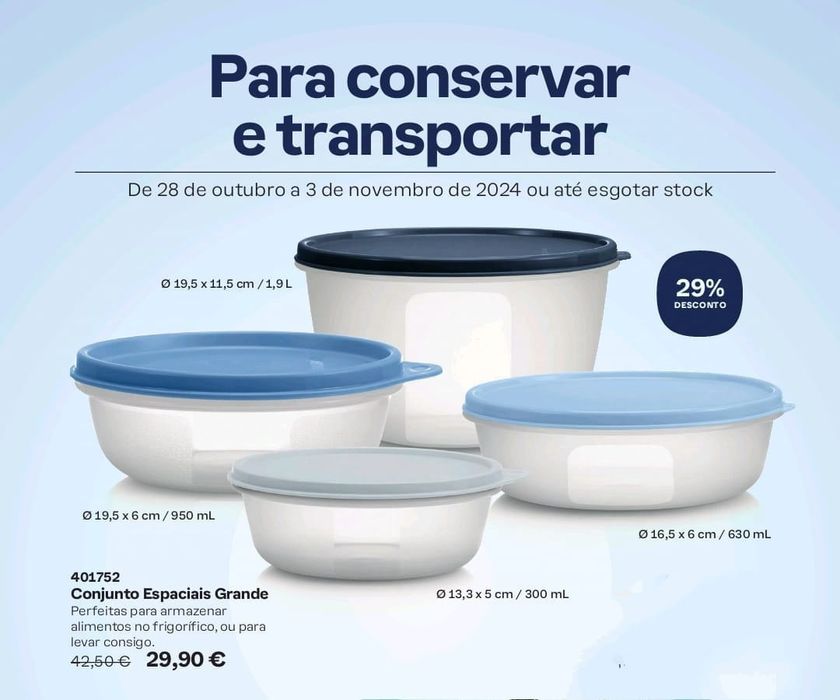 Congeladoras Tupperware 1,1 L  e outras promoções imperdíveis