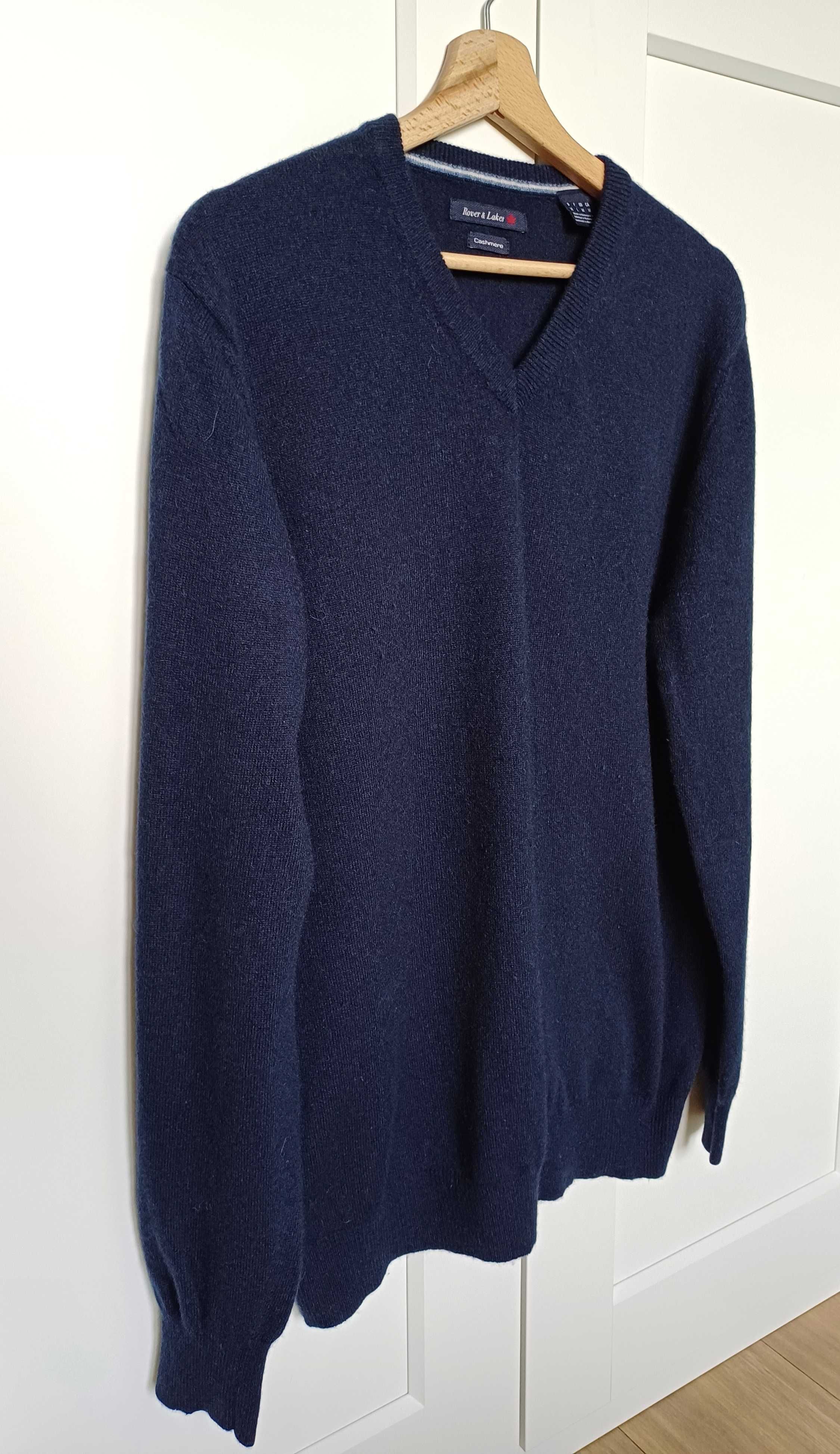 Granatowy kaszmirowy męski sweter rozm. M/L Rover & Lakes