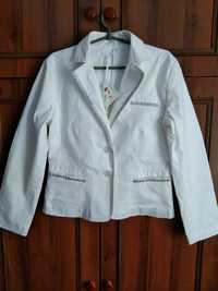 Новый белый пиджак - куртка р. 46-48, 100% котон(джинс), Венгрия