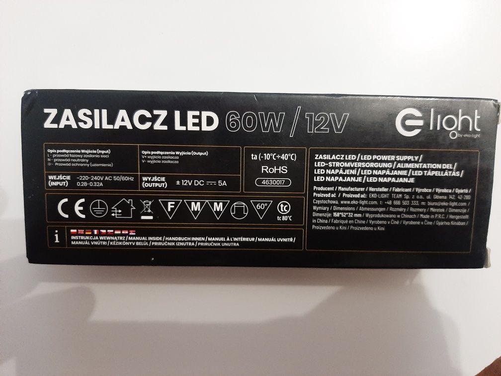 Zasilacz LED 60W/12V  IP67