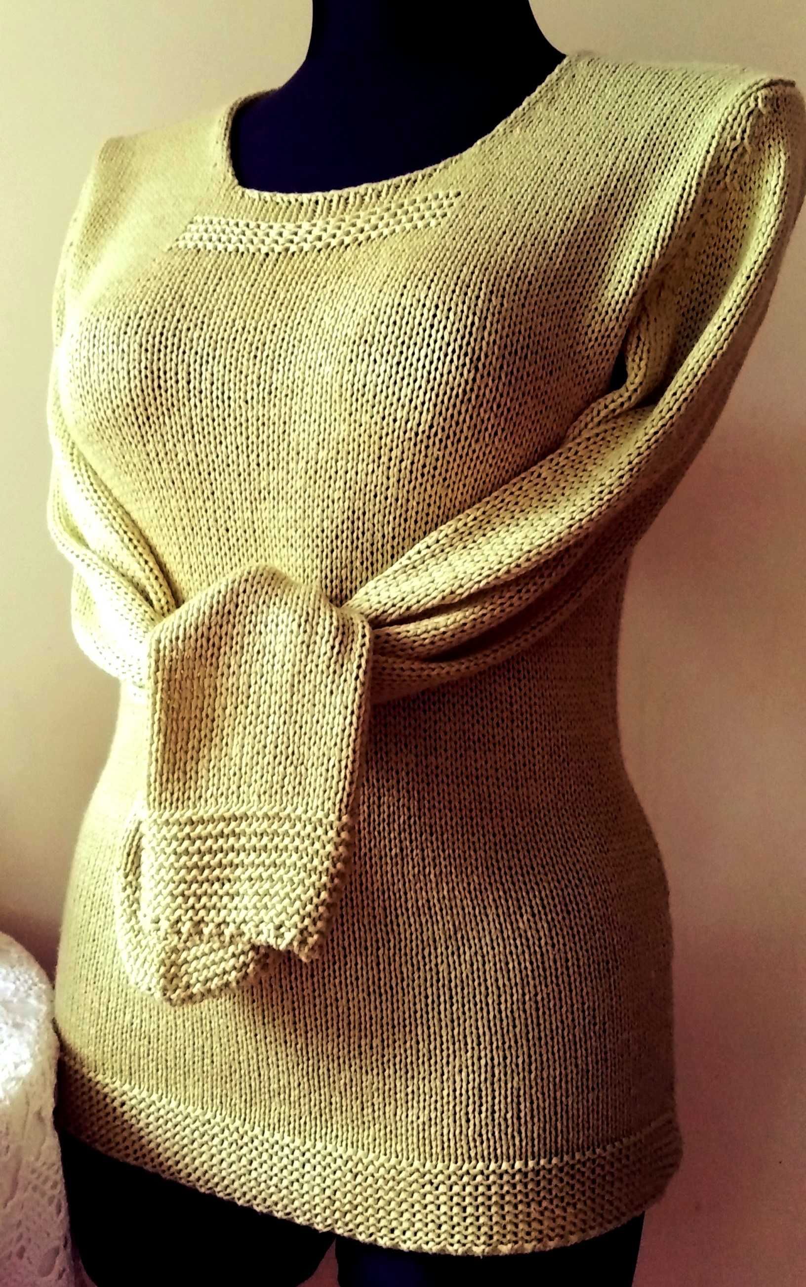 sweter 40/L bawełna limonkowy kolor #vintage super stan