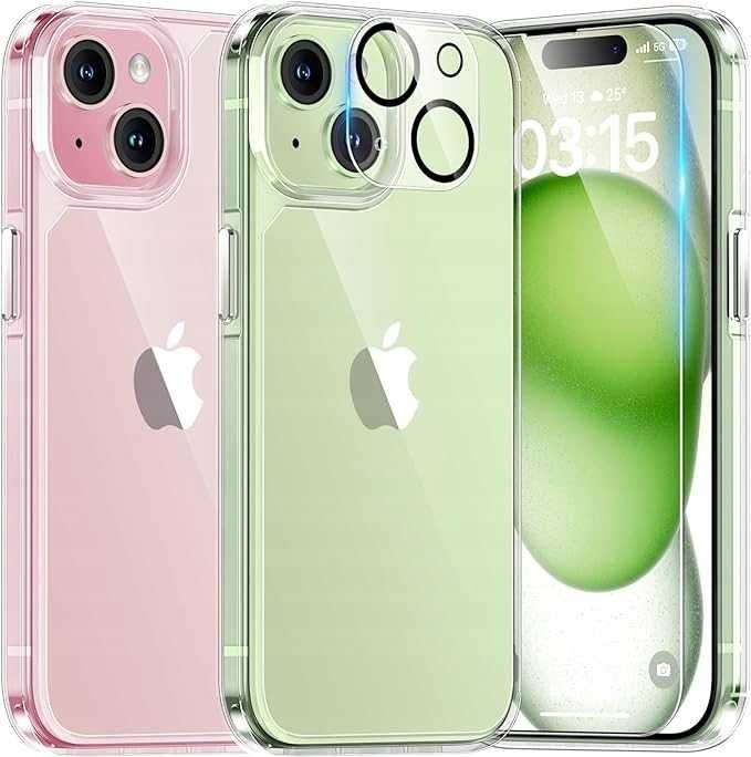 TAURI zestaw do iPhone 15 plecki szkło hartowane obiektywu bezbarwny