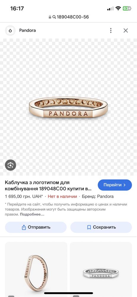 Кольцо pandora оригинал