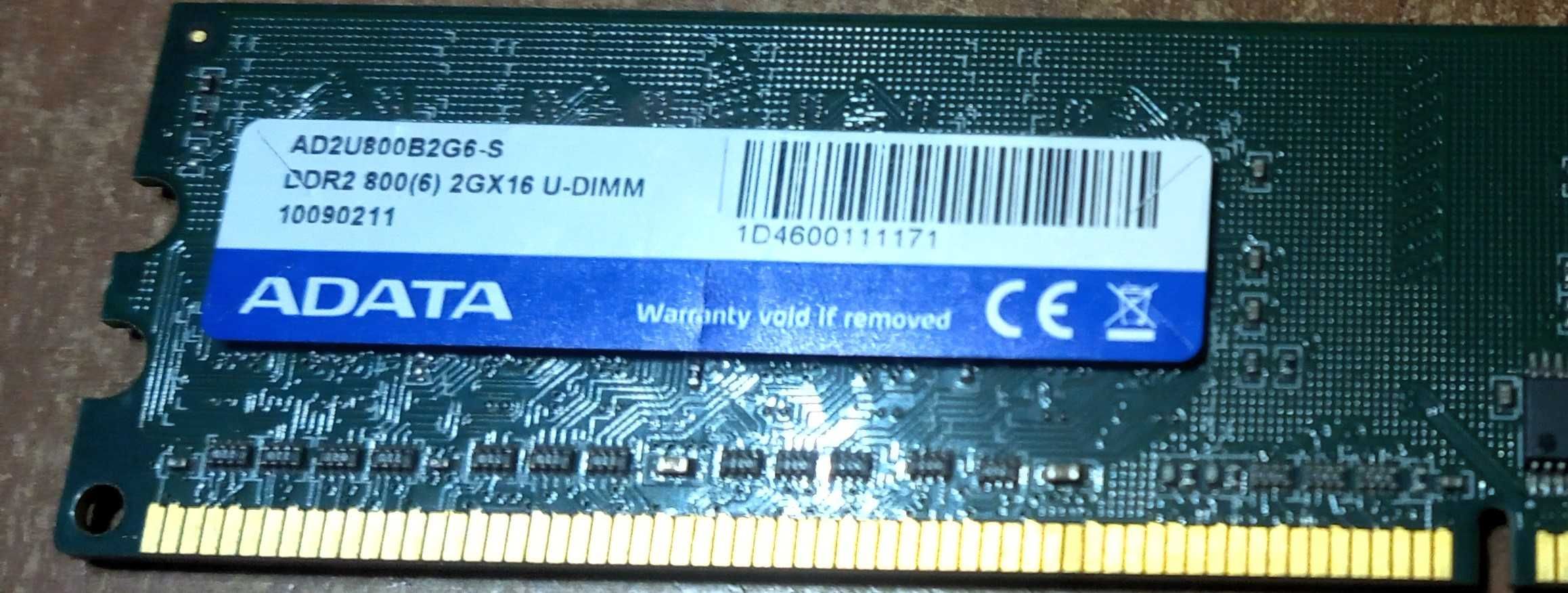 Pamięć RAM ADATA 2GB DDR2 800MHZ CL6 AD2U800B2G6-S