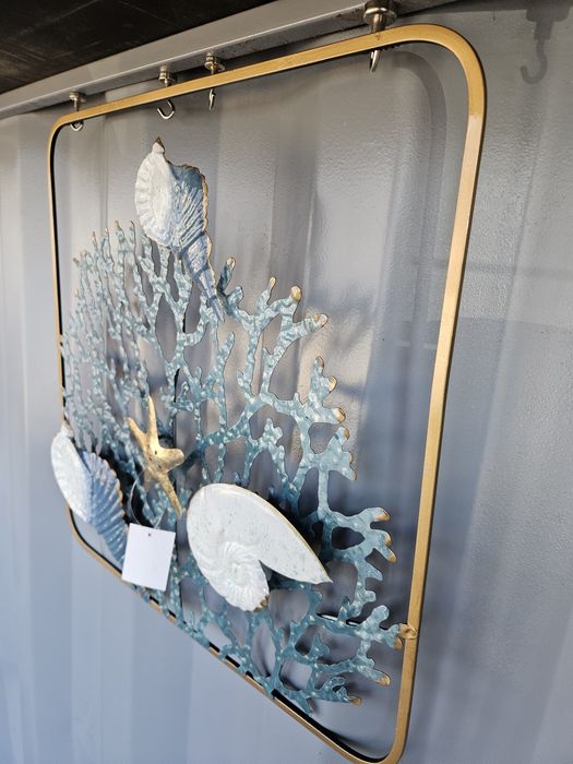 Metalowy ścienny Dekor morski muszle i rozgwiazda